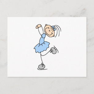 Blue Girl Figur Skater T-shirts och presenter Vykort