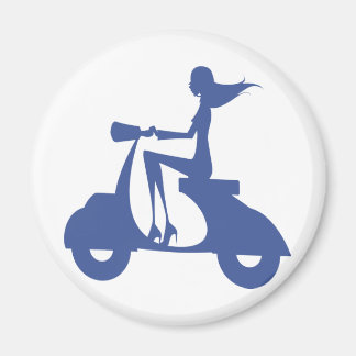 Blue Girl Scooter Blue Magnet