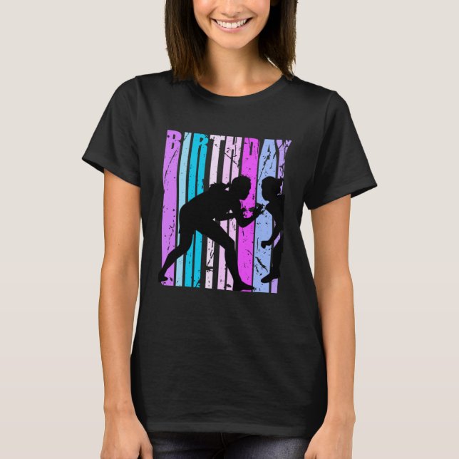 Blue Girls Wrestling Wrestler Womens Grandaughter  T Shirt (Framsida)