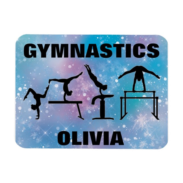 Blue Glam Girls Gymnastics Magnet (Horisontell)