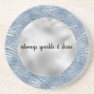 Blue Glam Glitter Zebra tryck Underlägg