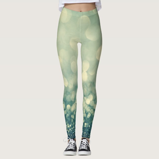 Blue Glitter: Abstrakten jul Leggings (Framsida)
