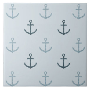 Blue Glitter Anchors Kakelplatta