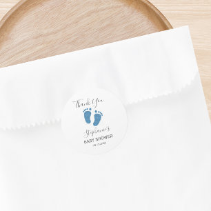 Blue Glitter Baby Feet Tack Runt Klistermärke