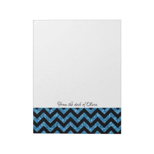 Blue Glitter Chevron Anteckningsblock (Roterad)