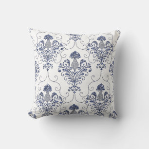 Blue Glitter Damask Reversible Dekorativ kudde
