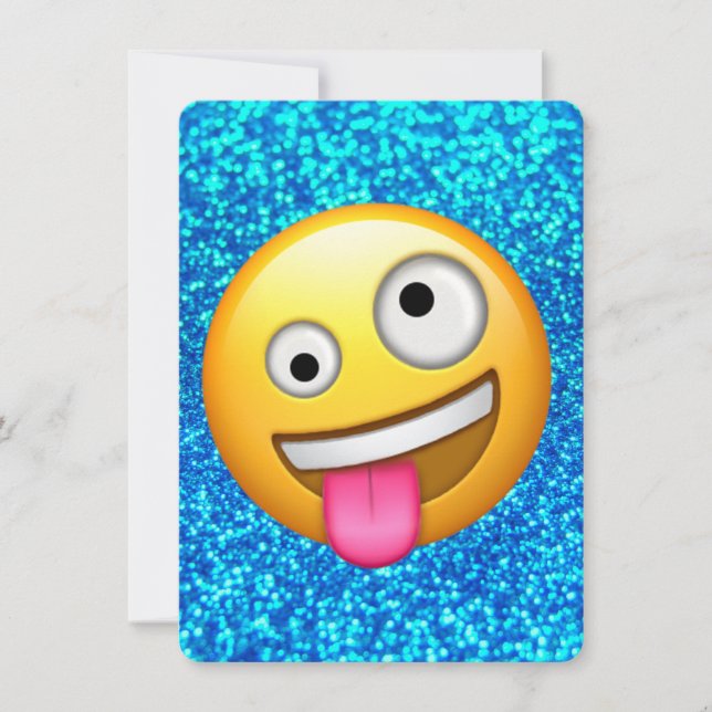 Blue glitter emoji-inbjudan inbjudningar (Framsida)