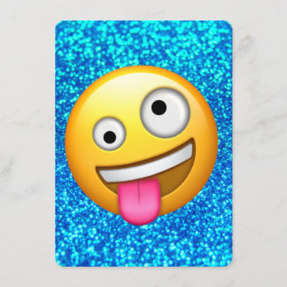Blue glitter emoji-inbjudan inbjudningar