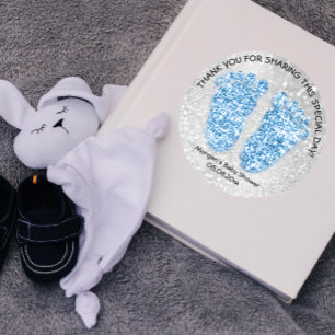 Blue Glitter Feet Baby Shower Favor TackGirl Boy Runt Klistermärke