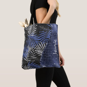 Blue Glitter Handflatan Löv Glam Wave Personlig Tygkasse