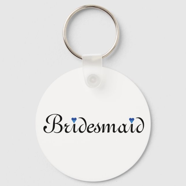 Blue Glitter Heart Personlig Bridesmaid Nyckelring (Framsida)
