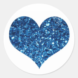 Blue Glitter Heart Runt Klistermärke