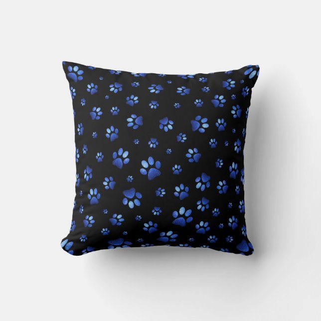 Blue glitter hund tass mönster kudde (Framsida)