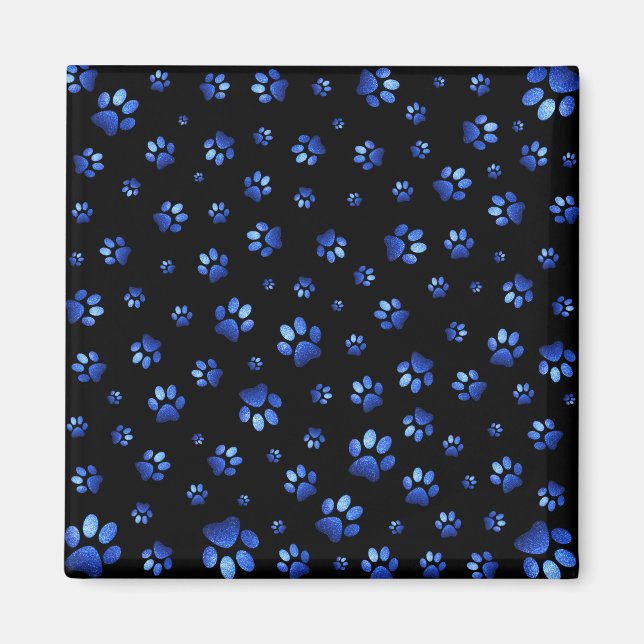 Blue glitter hund tass mönster magnet (Framsidan)
