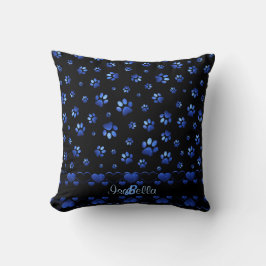 Blue glitter hund tass mönster, Monogram Kudde