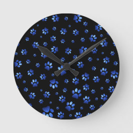 Blue glitter hund tass mönster rund klocka