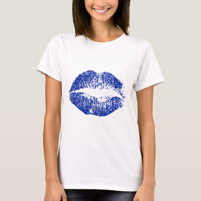 Blue Glitter Läppar #2 Tee (Framsida)