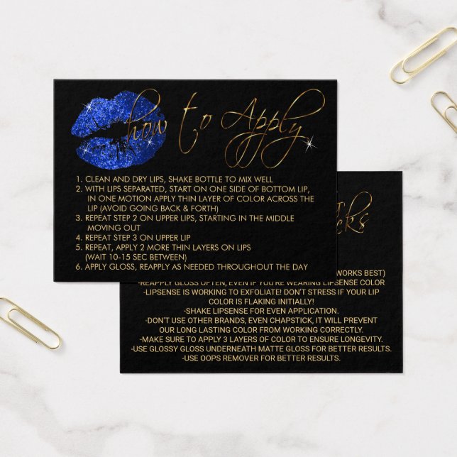 Blue Glitter Läppar - How to Apply Visitkort (Kontor)