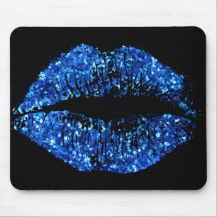 Blue Glitter Läppar Musmatta