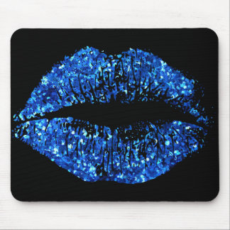 Blue Glitter Läppar Musmatta