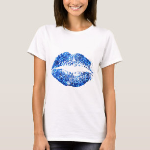 Blue Glitter Läppar T-shirt
