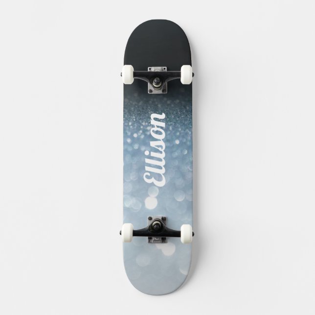 Blue Glitter Mini Skateboard Bräda 18,5 Cm (Framsida)