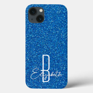 Blue Glitter Monogram Fodral-Mate iphone case
