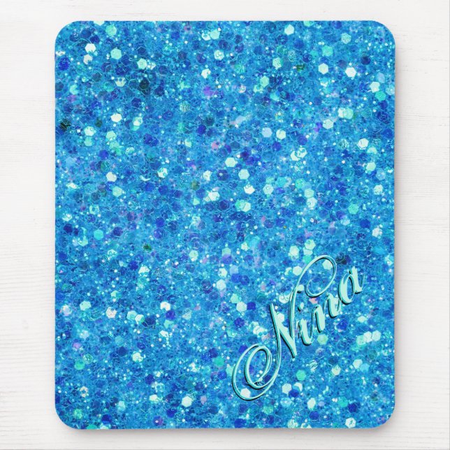 Blue Glitter Mousepad Musmatta (Framsidan)