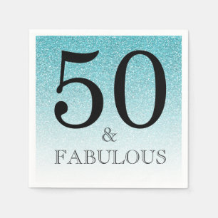 Blue Glitter Ombre 50 och Fabulous 50:e födelsedag Pappersservett