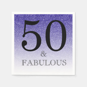 Blue Glitter Ombre 50 och Fabulous 50:e födelsedag Pappersservett