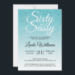 Blue Glitter Ombre 60 och Sassy 60 Birthday Inbjudningar<br><div class="desc">Firar att du vrider 60 i stil med den här moderna 60-årsdesignen på en turkotisk blå glitter-ombre-bakgrund, en 60-årsfödelsedag i chic som du helt enkelt kan anpassa och skicka ut för din 60 födelsedagsfest firande. Ord 60 och sassy ställs in med hjälp av modernt skript. Om du behöver hjälp eller...</div>