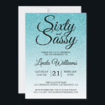 Blue Glitter Ombre 60 och Sassy 60 Birthday Inbjudningar<br><div class="desc">Firar att du vrider 60 i stil med den här moderna 60-årsdesignen på en turkotisk blå glitter-ombre-bakgrund, en 60-årsfödelsedag i chic som du helt enkelt kan anpassa och skicka ut för din 60 födelsedagsfest firande. Ord 60 och sassy ställs in med hjälp av modernt skript. Om du behöver hjälp eller...</div>