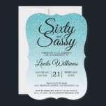 Blue Glitter Ombre 60 och Sassy 60 Birthday Invi Inbjudningar<br><div class="desc">Firar att du vrider 60 i stil med den här moderna 60-årsdesignen på en turkotisk blå glitter-ombre-bakgrund, en 60-årsfödelsedag i chic som du helt enkelt kan anpassa och skicka ut för din 60 födelsedagsfest firande. Ord 60 och sassy ställs in med hjälp av modernt skript. Om du behöver hjälp eller...</div>