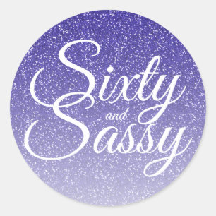 Blue Glitter Ombre 60 och Sassy 60 Birthday Runt Klistermärke