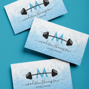 Blue Glitter Personal Trainer Affärskort Visitkort