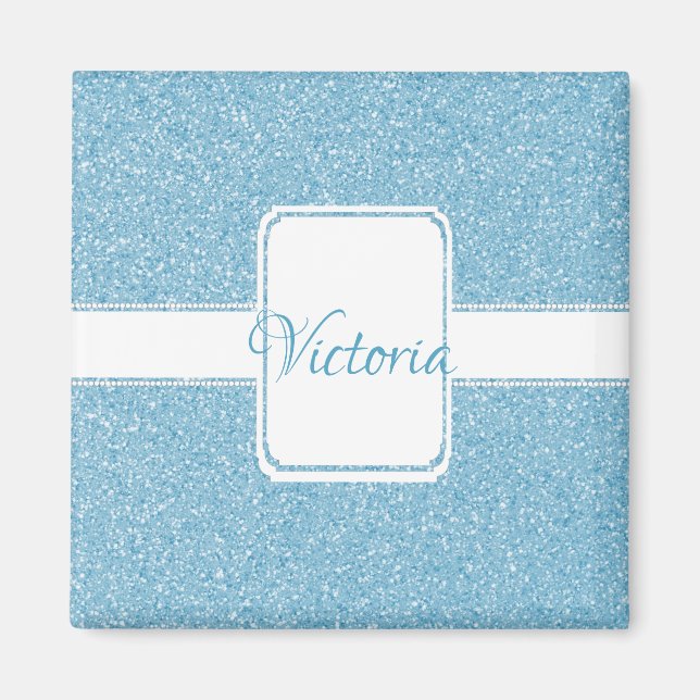 Blue Glitter personalize Magnet (Framsidan)