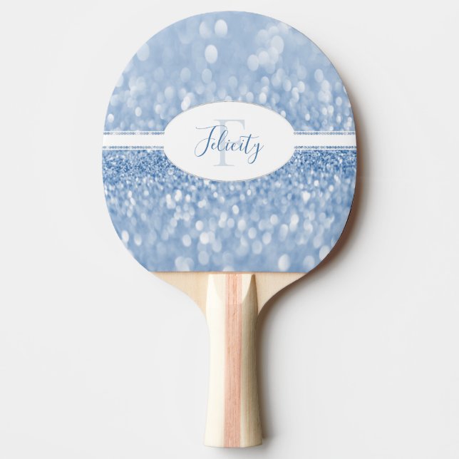 Blue Glitter personalize Ping Pong Paddle Pingisracket (Framsidan)