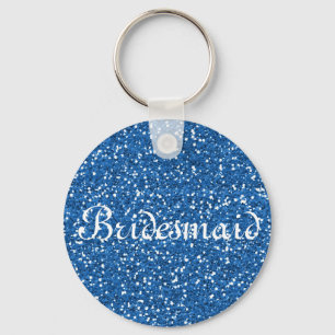 Blue Glitter Personlig Bridesmaid Nyckelring