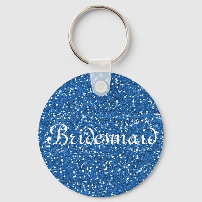 Blue Glitter Personlig Bridesmaid Nyckelring (Framsida)