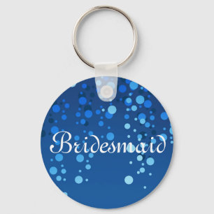 Blue Glitter Personlig Bridesmaid Nyckelring