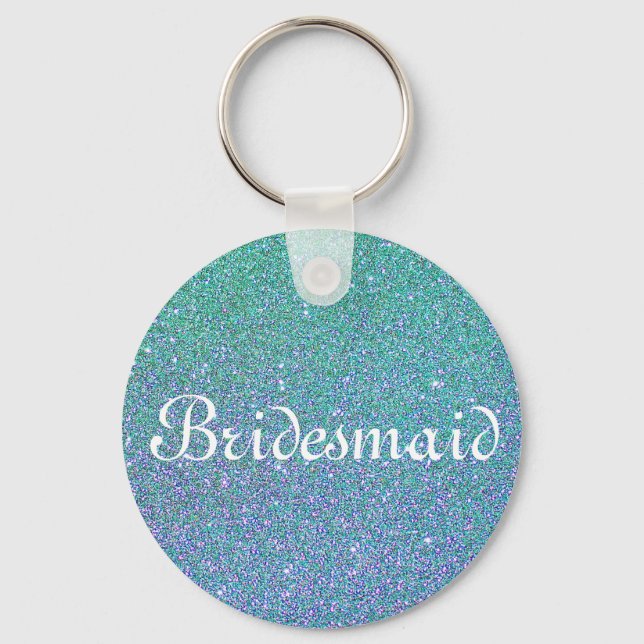 Blue Glitter Personlig Bridesmaid Nyckelring (Framsida)