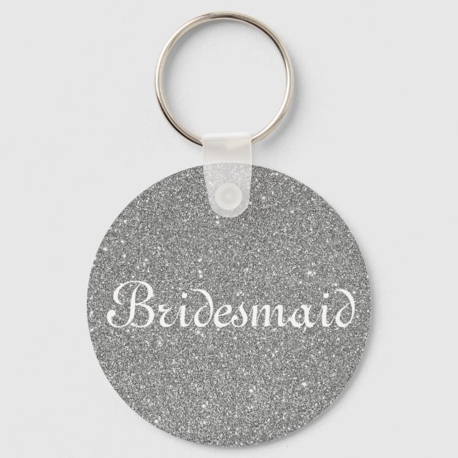 Blue Glitter Personlig Bridesmaid Nyckelring (Framsida)