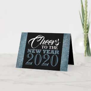 Blue Glitter Rand, Nya året Hälsning Kort