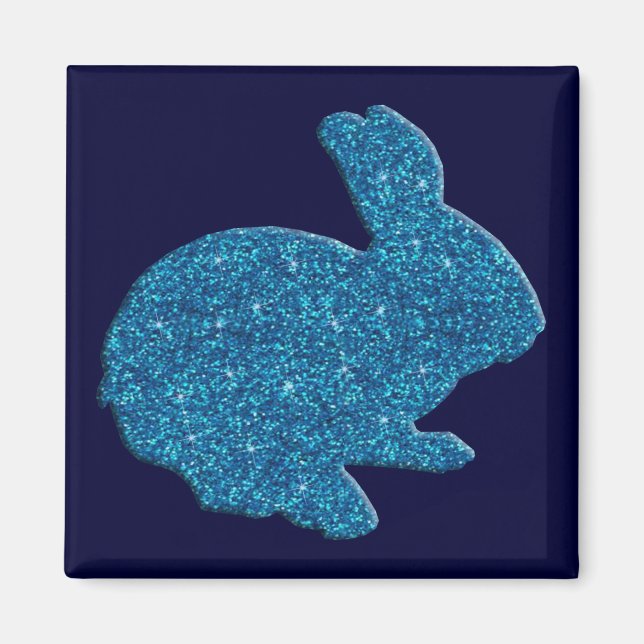 Blue Glitter Silhouette Påskhare Magnet (Framsidan)