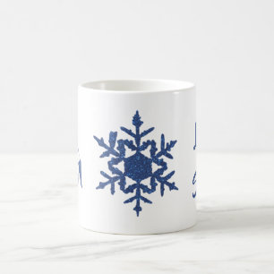 Blue Glitter Snowflake Anpassningsbar City Låt det Kaffemugg