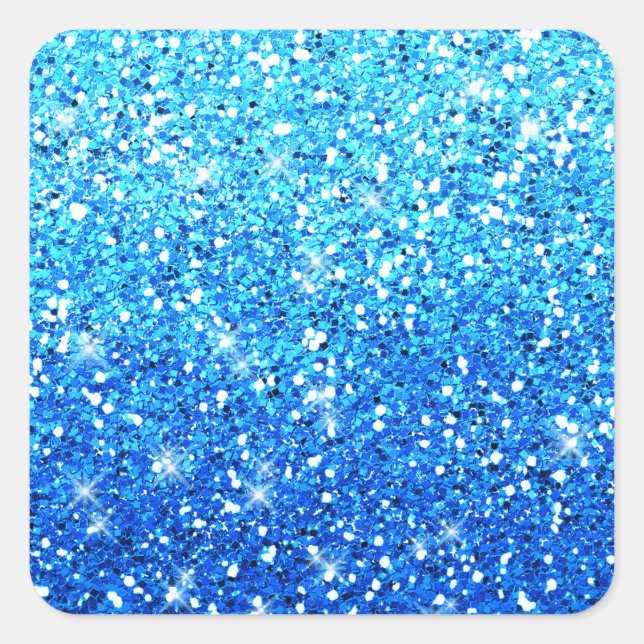 Blue Glitter Sparkles Struktur Fyrkantigt Klistermärke (Framsida)
