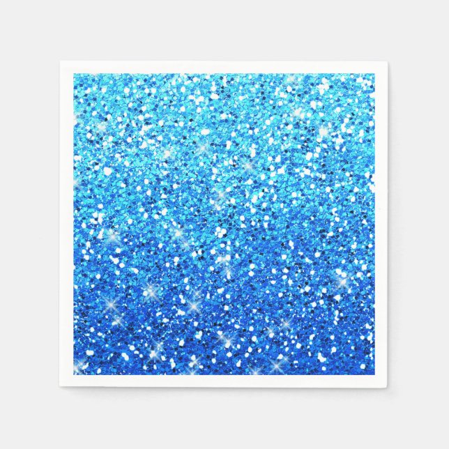 Blue Glitter Sparkles Struktur Pappersservett (Framsidan)