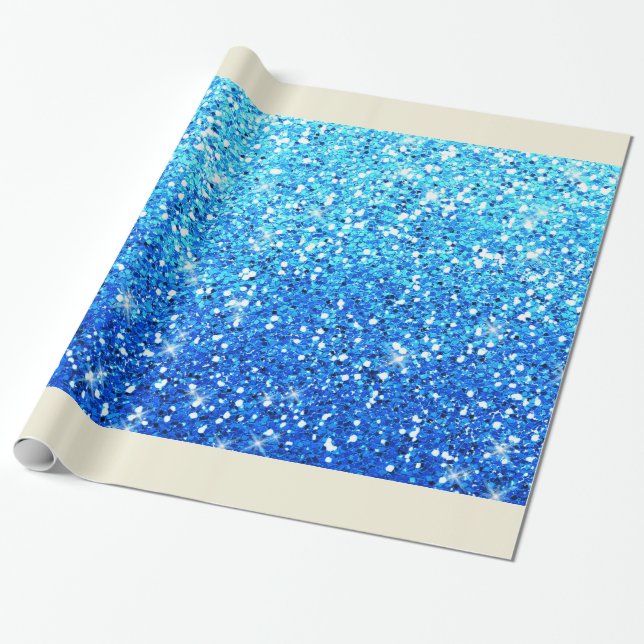 Blue Glitter Sparkles Struktur Presentpapper (Utrullad)