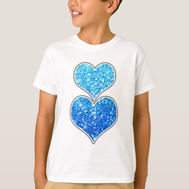Blue Glitter Sparkles Struktur T-shirt (Framsida)