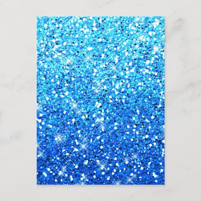 Blue Glitter Sparkles Struktur Vykort (Framsida)